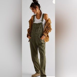 Free People Ziggy Overalls Army Green NWT Small